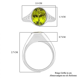 D'Joy Peridot and Moisaanite 3.66 ctw Ring in Rhodium Over Sterling Silver (Size 5.5)