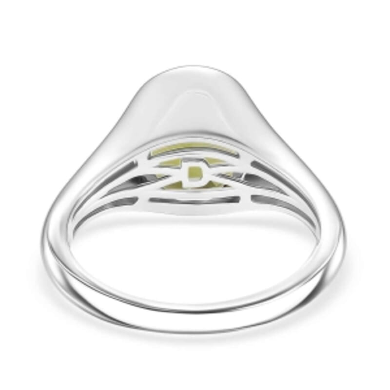 D'Joy Peridot and Moisaanite 3.66 ctw Ring in Rhodium Over Sterling Silver (Size 6.5)