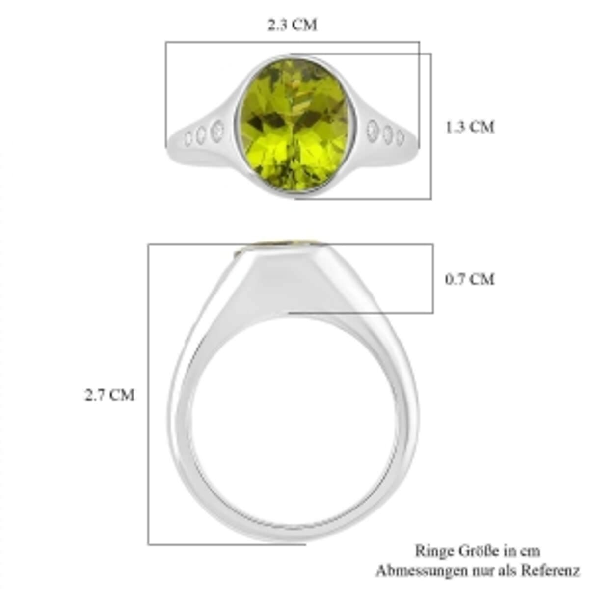 D'Joy Peridot and Moisaanite 3.66 ctw Ring in Rhodium Over Sterling Silver (Size 6.5) image number 5