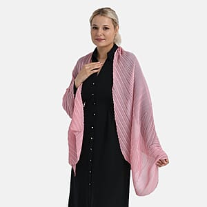 Tamsy Pink Terahertz 75ctw Pleated Polyester Scarf