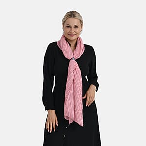 Tamsy Pink Terahertz 75ctw Pleated Polyester Scarf
