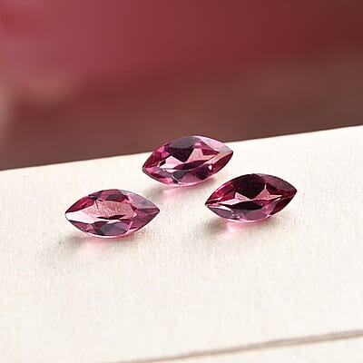 Orissa Rose Garnet Set of 3 (Mrq 7x3.5 mm) 1.23 ctw Loose Gemstone