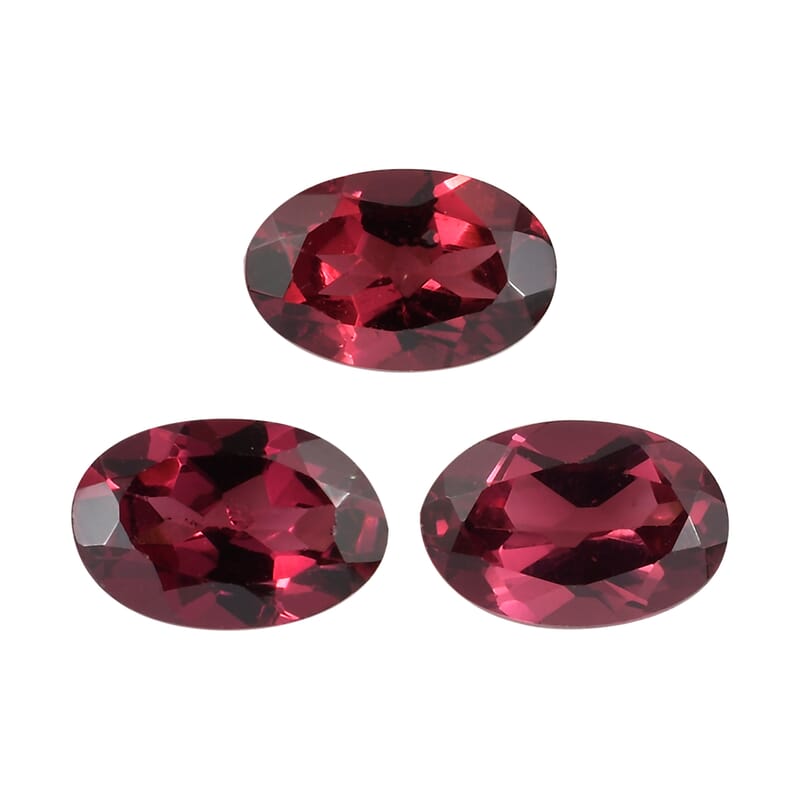 AA Orissa Rose Garnet Set of 3 (Ovl 6x4 mm) 1.63 ctw Loose Gemstone