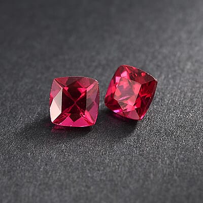 Set of 2 Lab Created Ruby (Cush 6x6 mm) 2.07 ctw Loose Gemstone