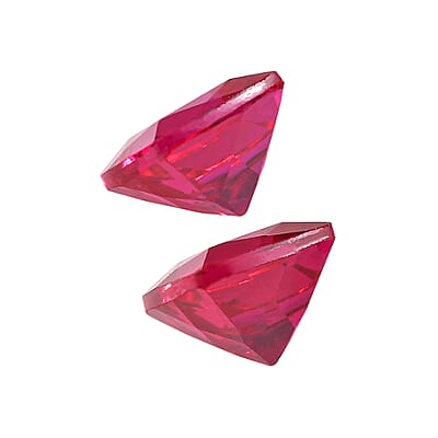 Set of 2 Lab Created Ruby (Cush 6x6 mm) 2.07 ctw Loose Gemstone