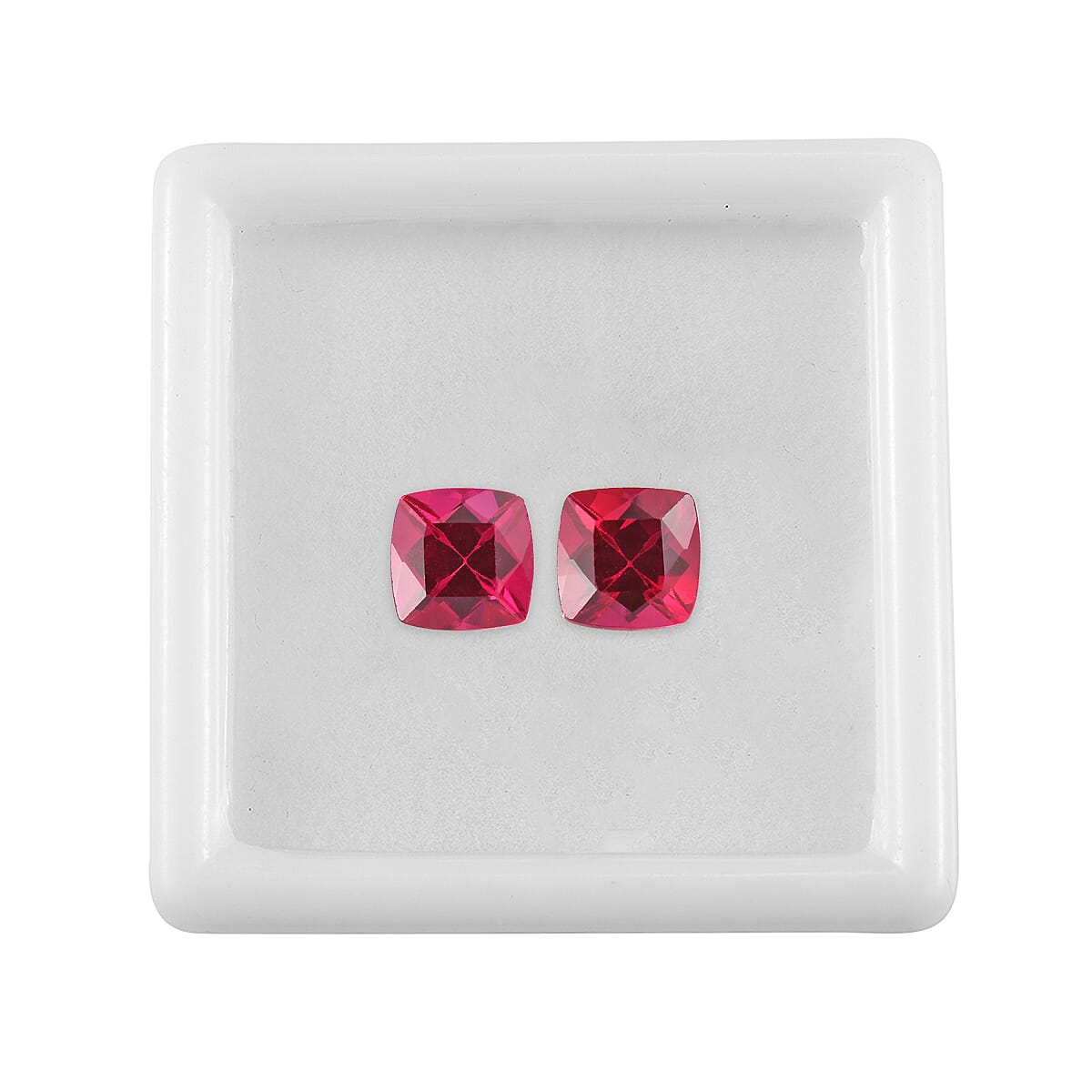 Set of 2 Lab Created Ruby (Cush 6x6 mm) 2.07 ctw Loose Gemstone