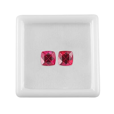 Set of 2 Lab Created Ruby (Cush 6x6 mm) 2.07 ctw Loose Gemstone