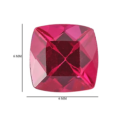Set of 2 Lab Created Ruby (Cush 6x6 mm) 2.07 ctw Loose Gemstone