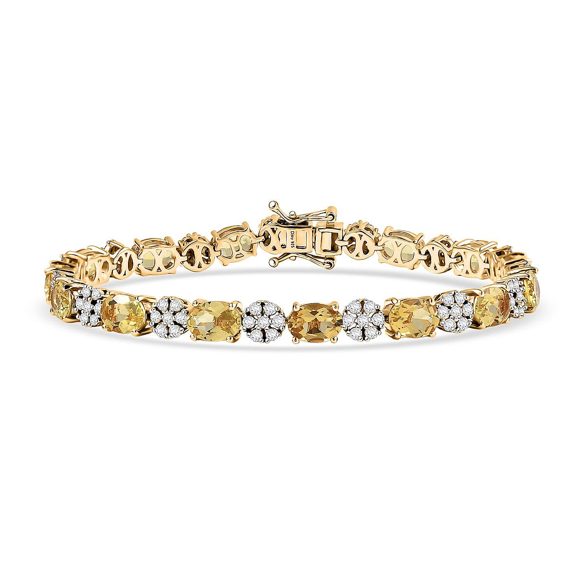 D'Joy Brazilian Heliodor and Moissanite 11.25 ctw Sunlit Harmony Bracelet in 18K Vermeil Yellow Gold Over Sterling Silver (7.25 In) image number 0
