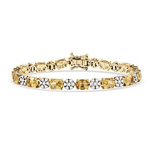 D'Joy Brazilian Heliodor and Moissanite 11.25 ctw Golden Blossom Bracelet in 18K Vermeil Yellow Gold Over Sterling Silver (7.25 In)