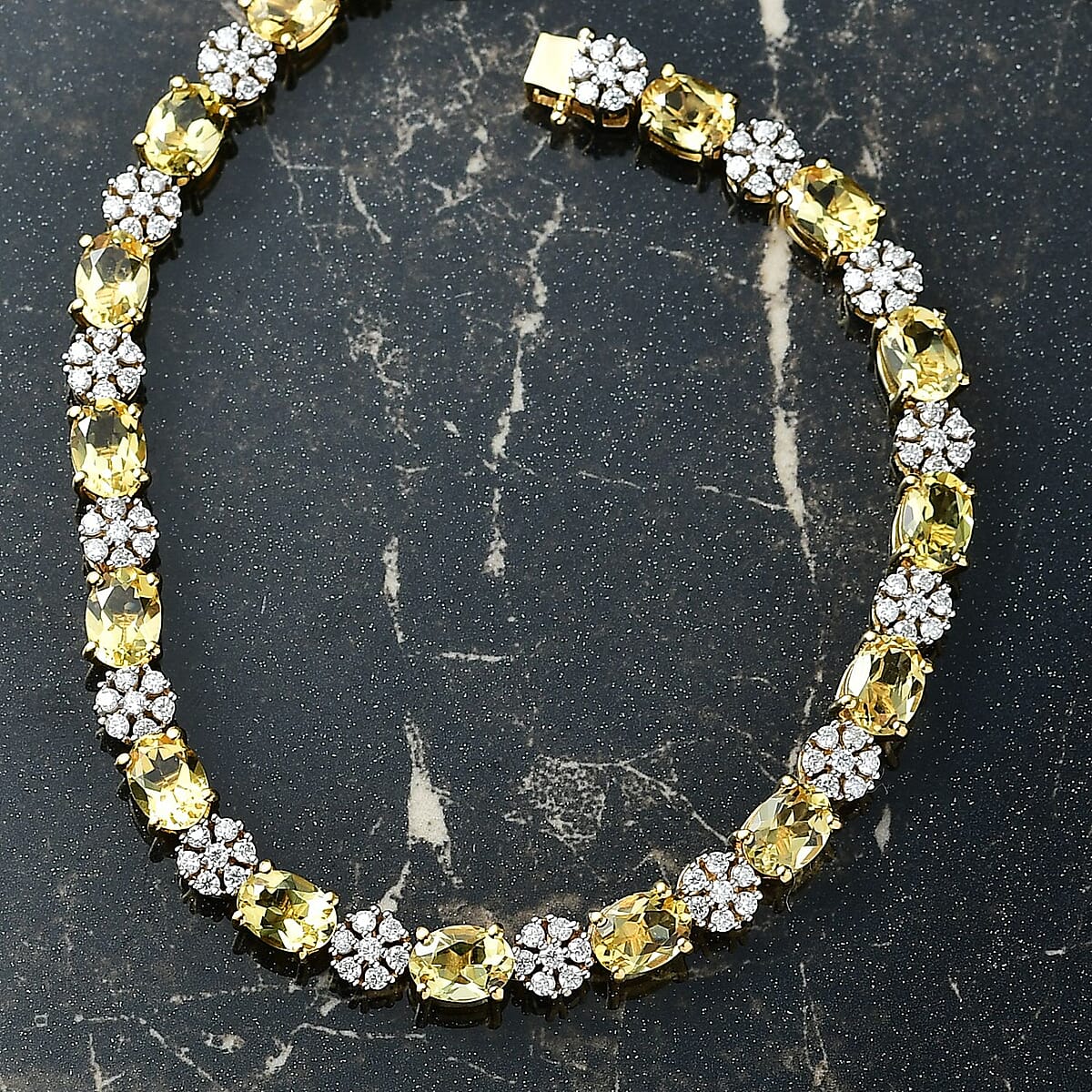 D'Joy Brazilian Heliodor and Moissanite 11.25 ctw Sunlit Harmony Bracelet in 18K Vermeil Yellow Gold Over Sterling Silver (7.25 In) image number 1