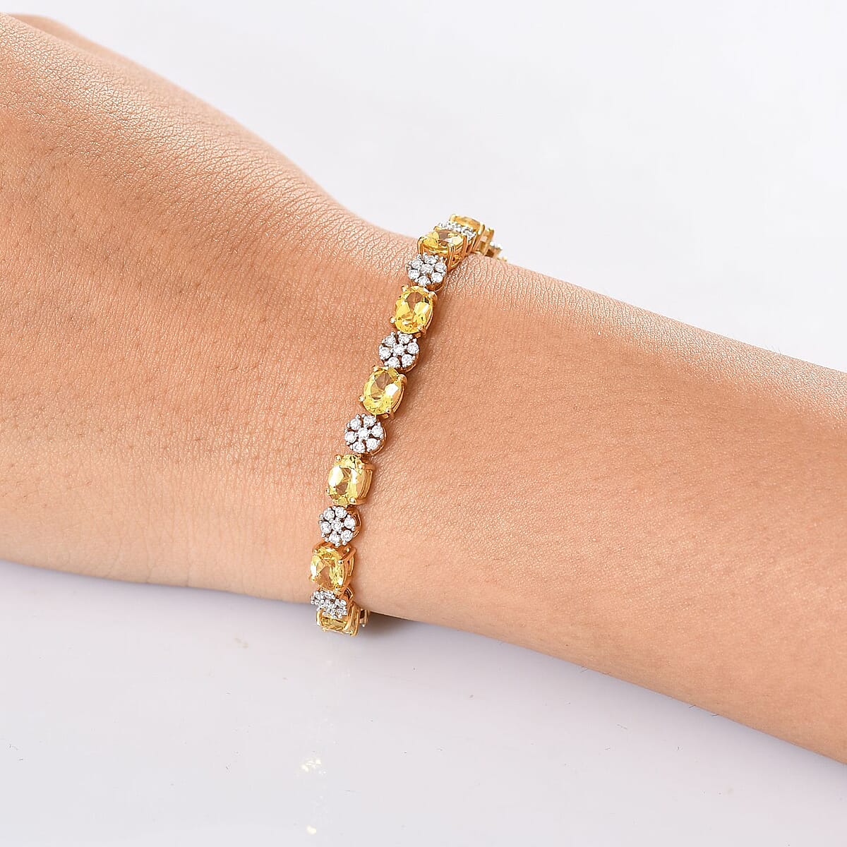D'Joy Brazilian Heliodor and Moissanite 11.25 ctw Sunlit Harmony Bracelet in 18K Vermeil Yellow Gold Over Sterling Silver (7.25 In) image number 2