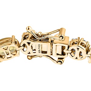 D'Joy Brazilian Heliodor and Moissanite 11.25 ctw Sunlit Harmony Bracelet in 18K Vermeil Yellow Gold Over Sterling Silver (7.25 In)