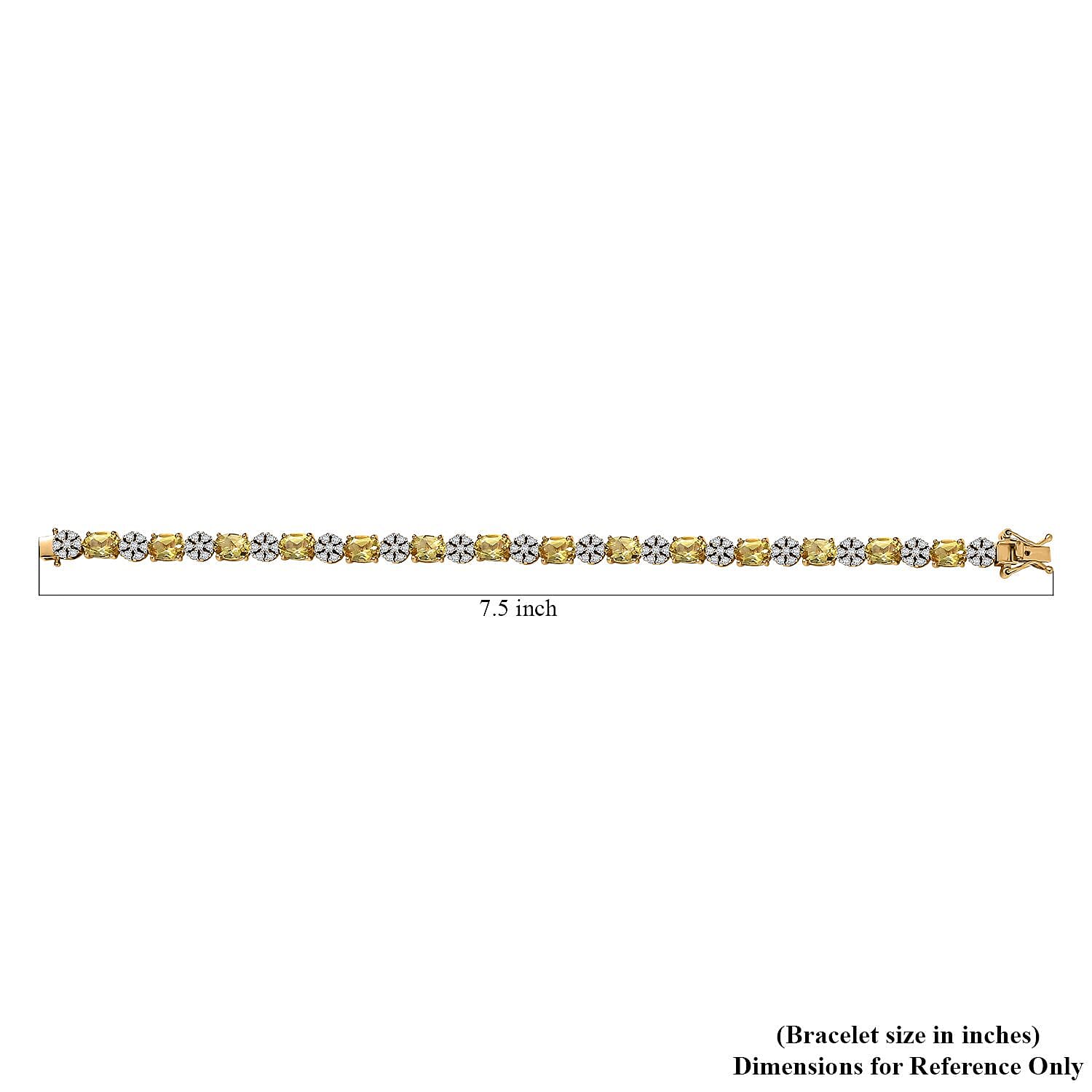 D'Joy Brazilian Heliodor and Moissanite 11.25 ctw Sunlit Harmony Bracelet in 18K Vermeil Yellow Gold Over Sterling Silver (7.25 In)