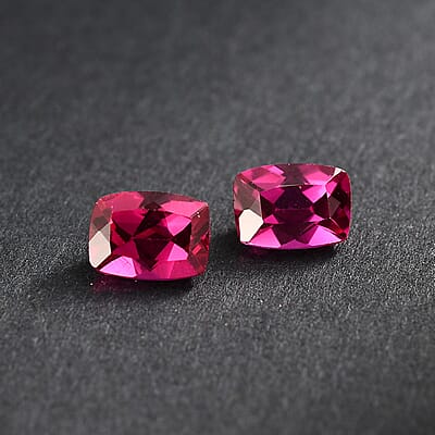 Set of 2 Lab Created Ruby (Cush 7x5 mm) 2.00 ctw Loose Gemstone