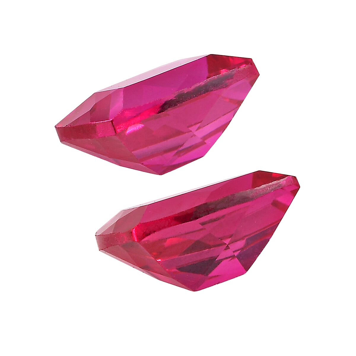 Set of 2 Lab Created Ruby (Cush 7x5 mm) 2.00 ctw Loose Gemstone image number 2