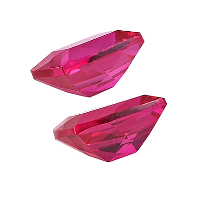 Set of 2 Lab Created Ruby (Cush 7x5 mm) 2.00 ctw Loose Gemstone