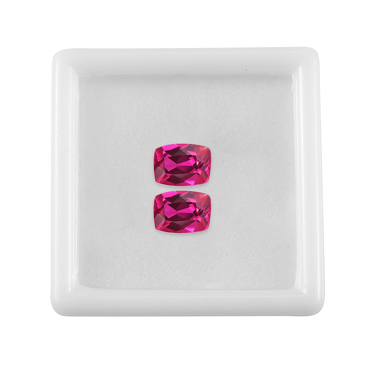 Set of 2 Lab Created Ruby (Cush 7x5 mm) 2.00 ctw Loose Gemstone image number 3