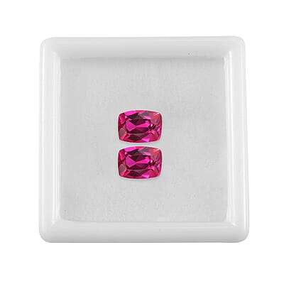 Set of 2 Lab Created Ruby (Cush 7x5 mm) 2.00 ctw Loose Gemstone