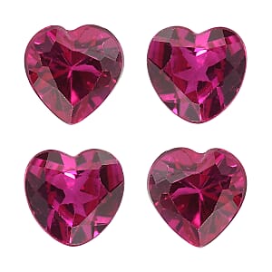 Set of 4 Lab Created Ruby (Hrt 4 mm) 1.14 ctw Loose Gemstone