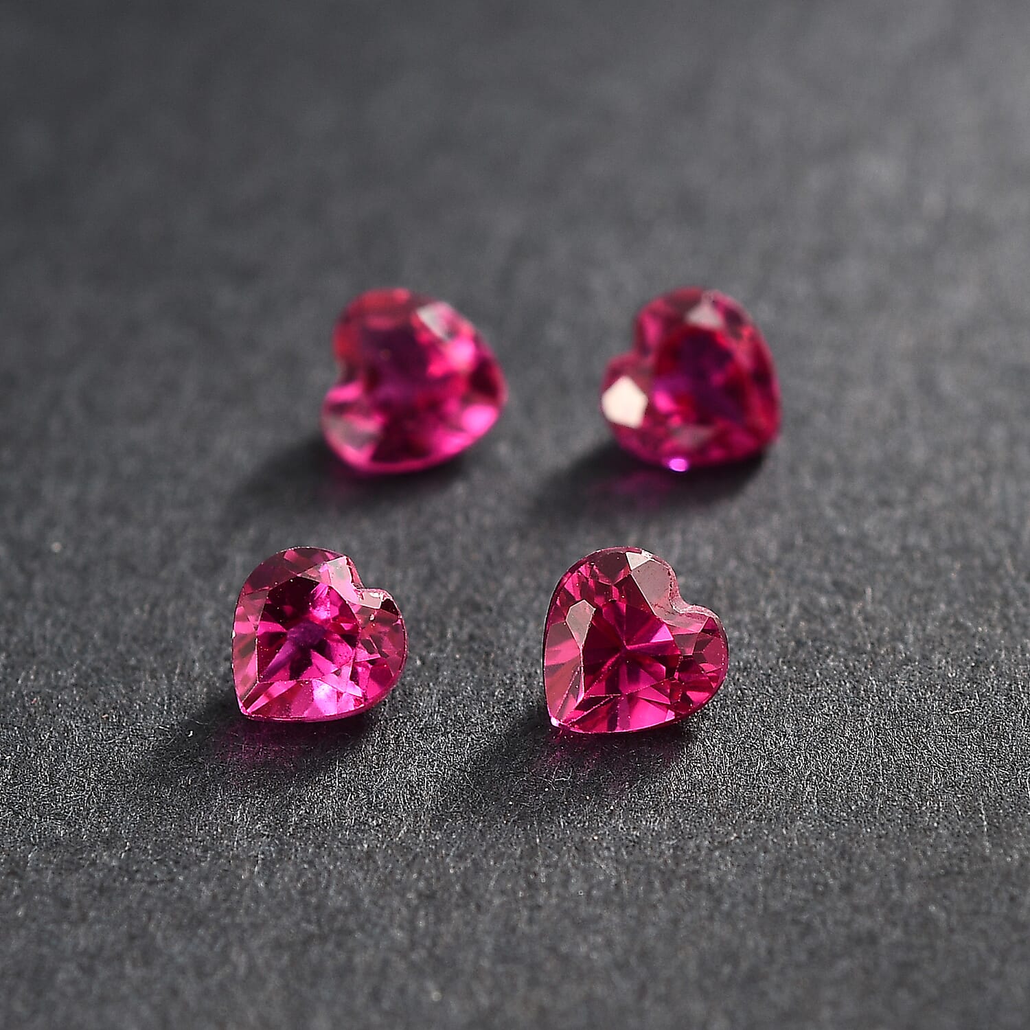Set of 4 Lab Created Ruby (Hrt 4 mm) 1.14 ctw Loose Gemstone