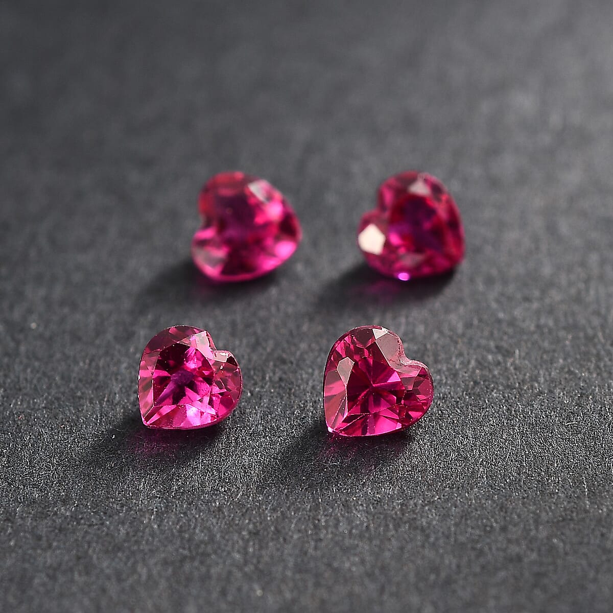 Set of 4 Lab Created Ruby (Hrt 4 mm) 1.14 ctw Loose Gemstone image number 1