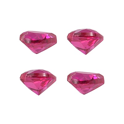 Set of 4 Lab Created Ruby (Hrt 4 mm) 1.14 ctw Loose Gemstone