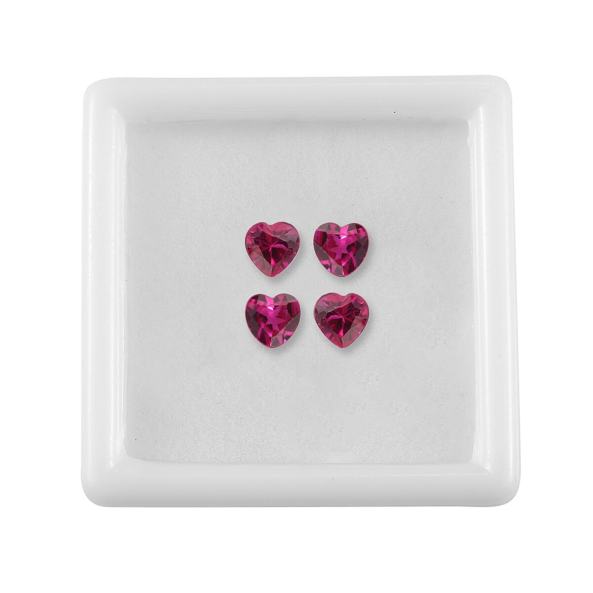 Set of 4 Lab Created Ruby (Hrt 4 mm) 1.14 ctw Loose Gemstone image number 3