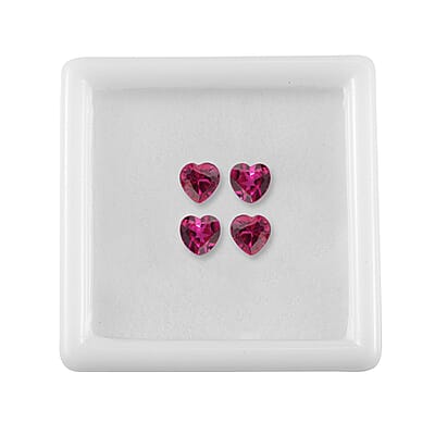 Set of 4 Lab Created Ruby (Hrt 4 mm) 1.14 ctw Loose Gemstone
