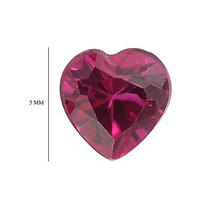 Set of 4 Lab Created Ruby (Hrt 4 mm) 1.14 ctw Loose Gemstone