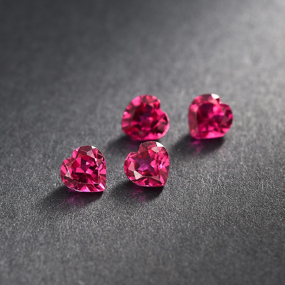 Set of 4 Lab Created Ruby (Hrt 5 mm) 2.05 ctw Loose Gemstone image number 1