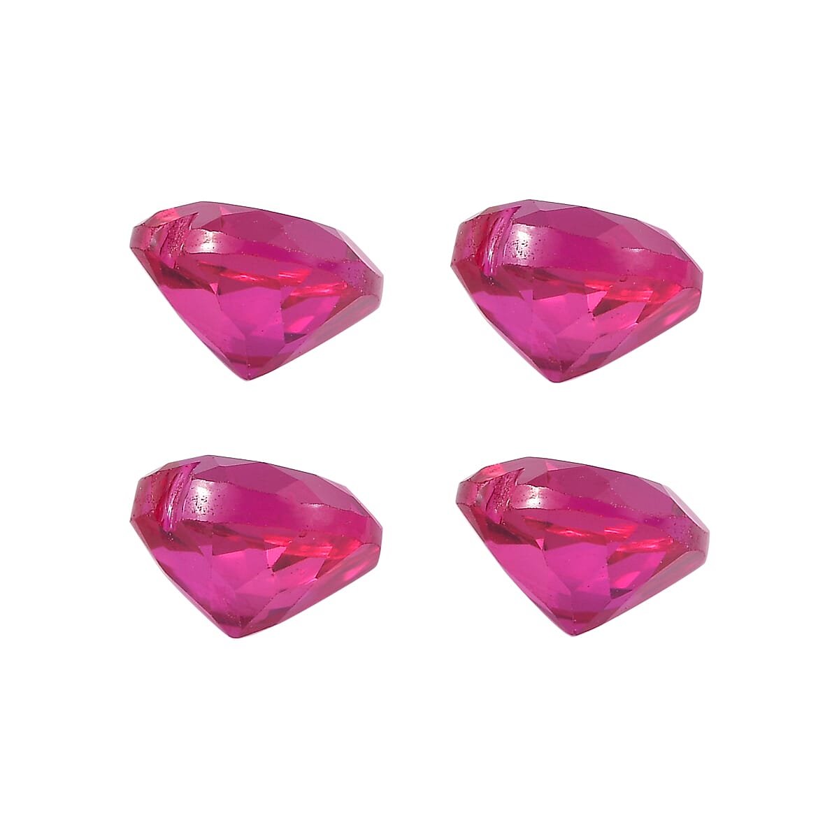 Set of 4 Lab Created Ruby (Hrt 5 mm) 2.05 ctw Loose Gemstone image number 2