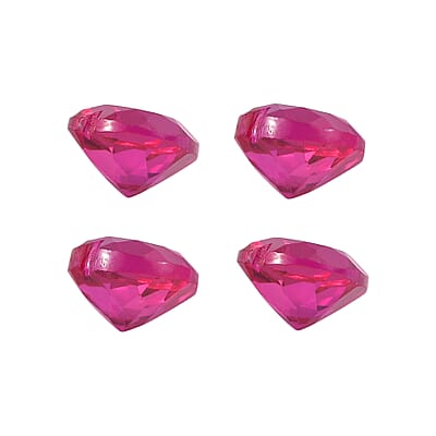 Set of 4 Lab Created Ruby (Hrt 5 mm) 2.05 ctw Loose Gemstone