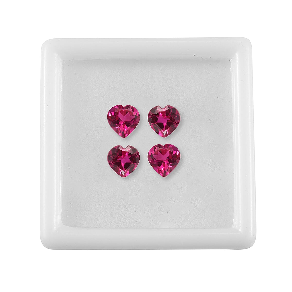 Set of 4 Lab Created Ruby (Hrt 5 mm) 2.05 ctw Loose Gemstone image number 3