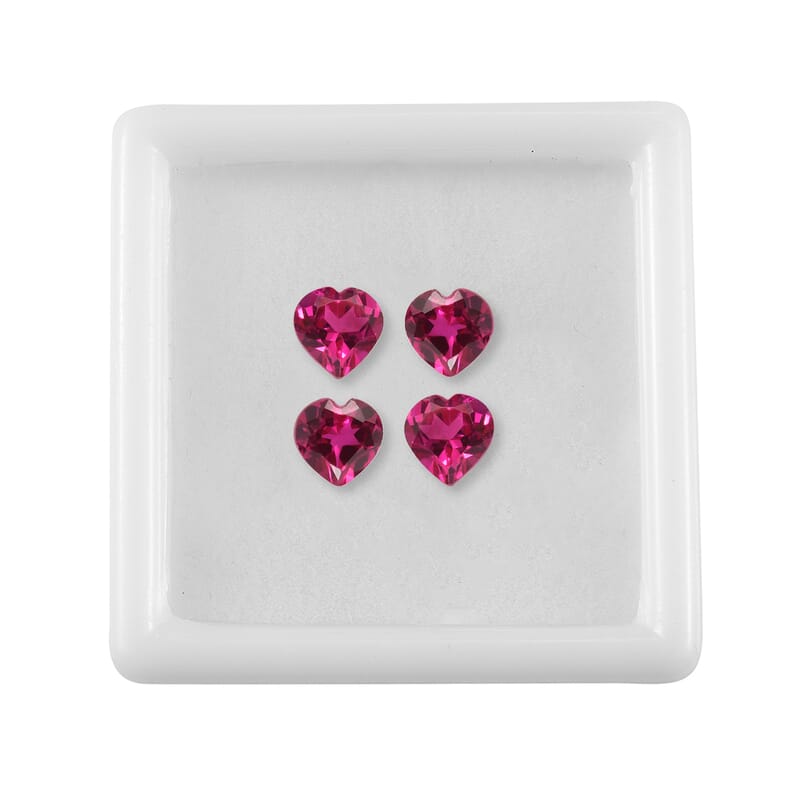 Set of 4 Lab Created Ruby (Hrt 5 mm) 2.05 ctw Loose Gemstone
