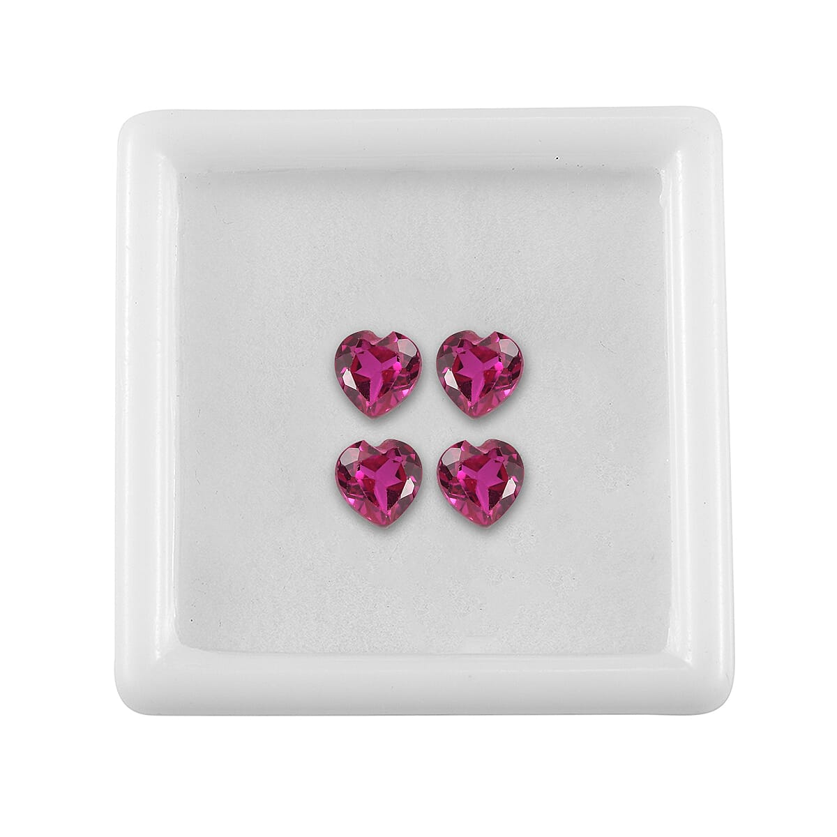 Set of 4 Lab Created Ruby (Hrt 6 mm) 3.74 ctw Loose Gemstone image number 3