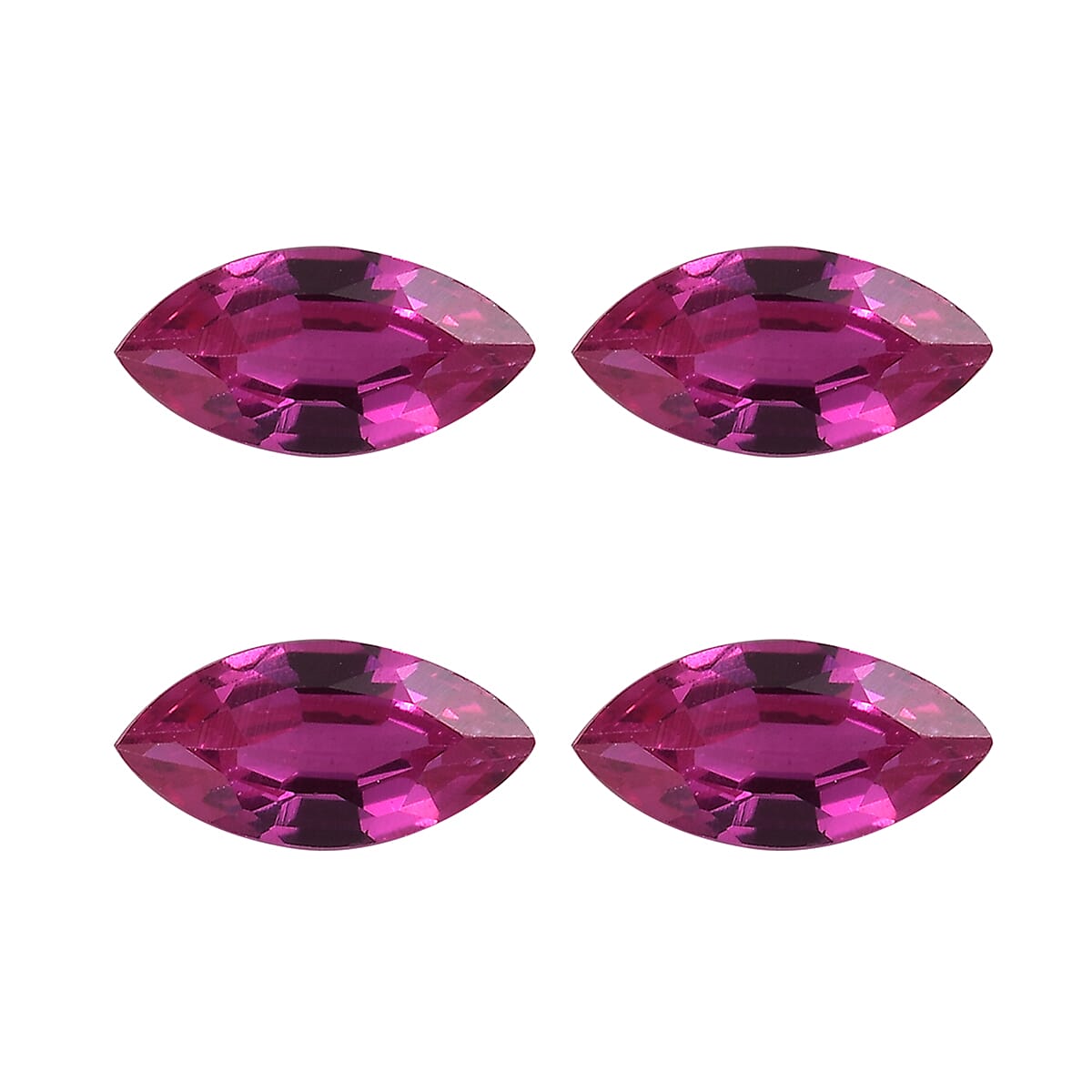 Set of 4 Lab Created Ruby (Mrq 5x2.5 mm) 0.64 ctw Loose Gemstone image number 0