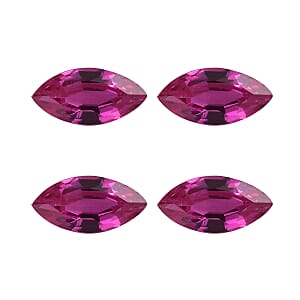 Set of 4 Lab Created Ruby (Mrq 5x2.5 mm) 0.64 ctw Loose Gemstone