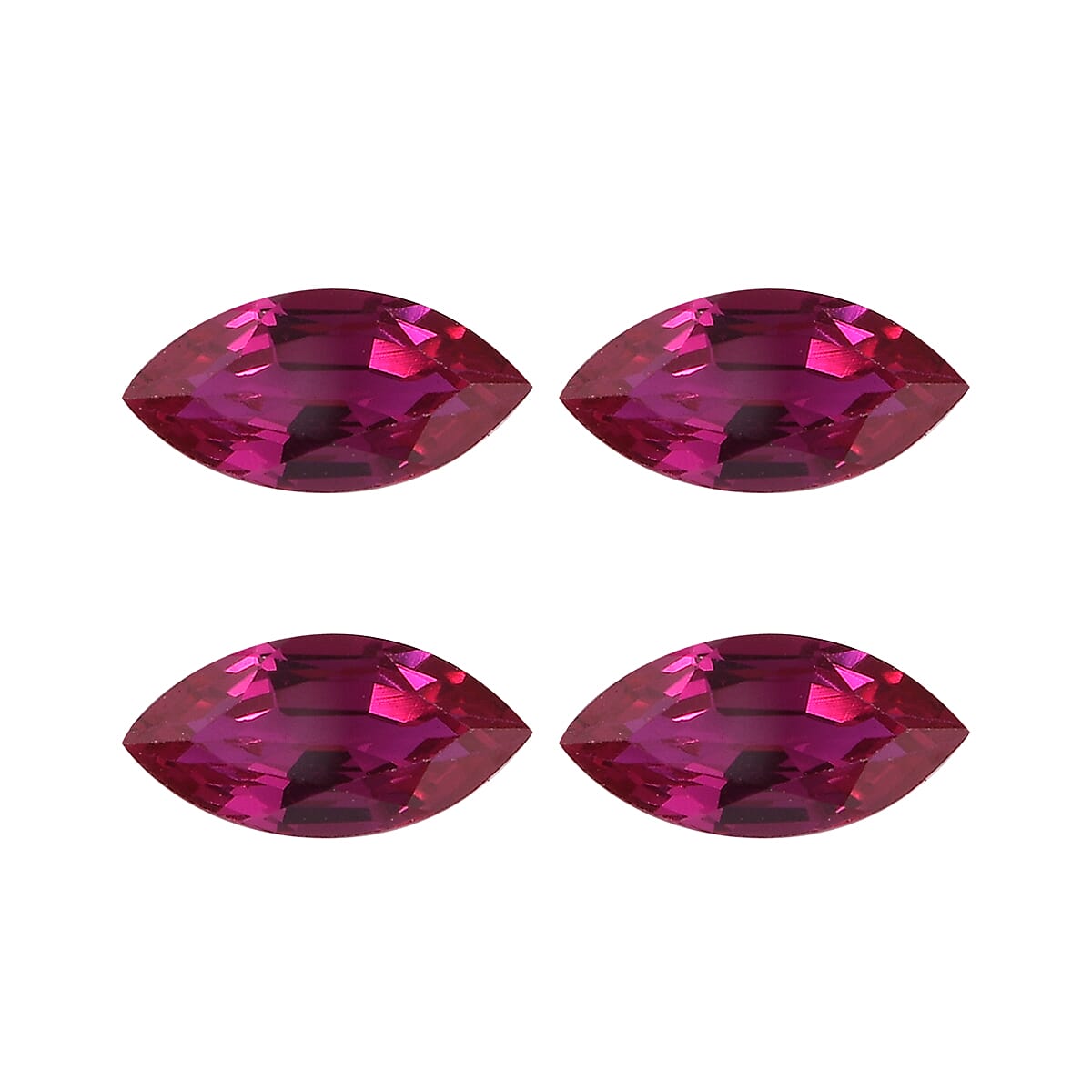 Set of 4 Lab Created Ruby (Mrq 7x3.5 mm) 1.70 ctw Loose Gemstone image number 0