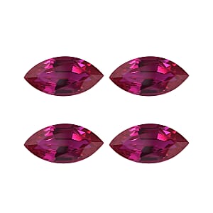 Set of 4 Lab Created Ruby (Mrq 7x3.5 mm) 1.70 ctw Loose Gemstone