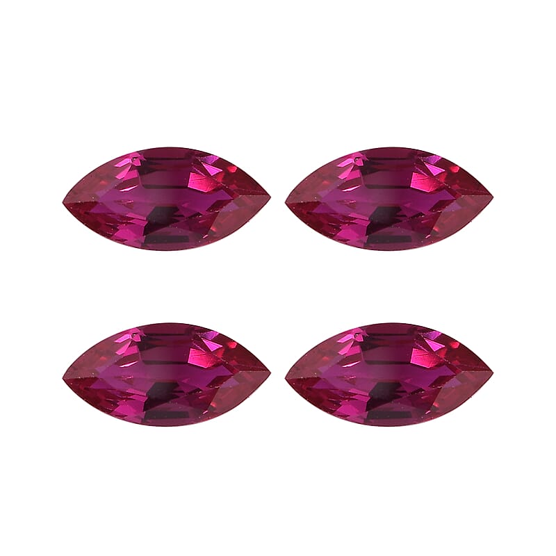 Set of 4 Lab Created Ruby (Mrq 7x3.5 mm) 1.70 ctw Loose Gemstone