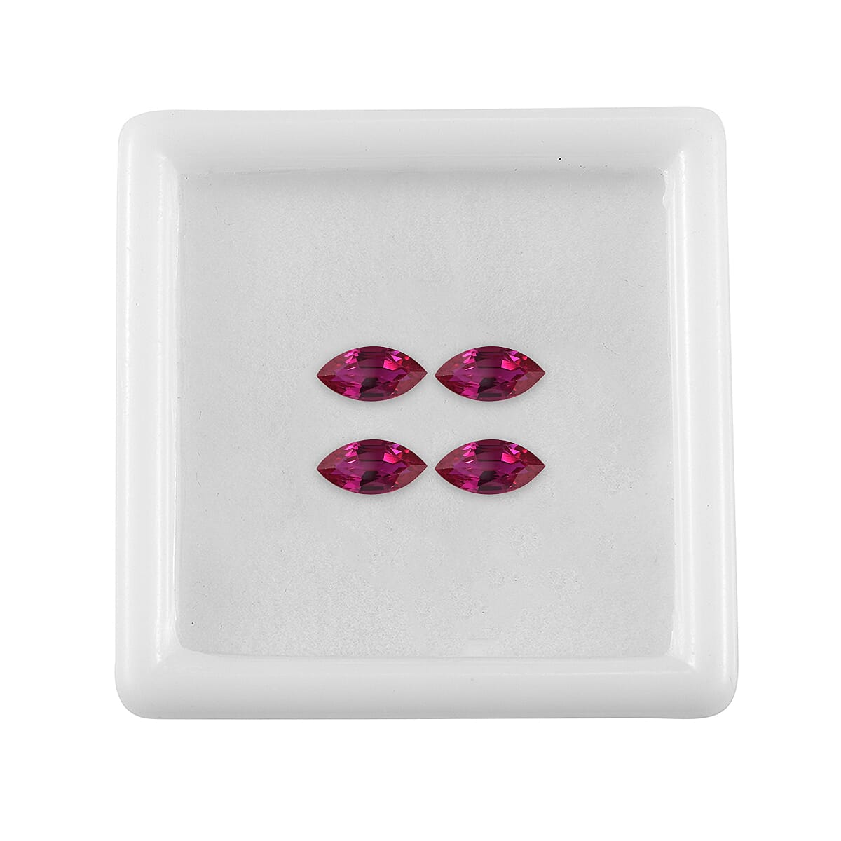 Set of 4 Lab Created Ruby (Mrq 7x3.5 mm) 1.70 ctw Loose Gemstone image number 3