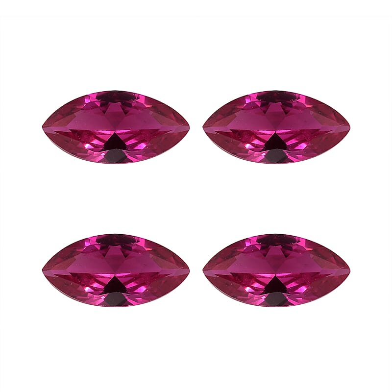 Set of 4 Lab Created Ruby (Mrq 8x4 mm) 2.11 ctw Loose Gemstone