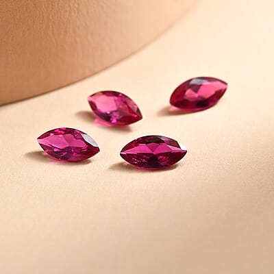 Set of 4 Lab Created Ruby (Mrq 8x4 mm) 2.11 ctw Loose Gemstone
