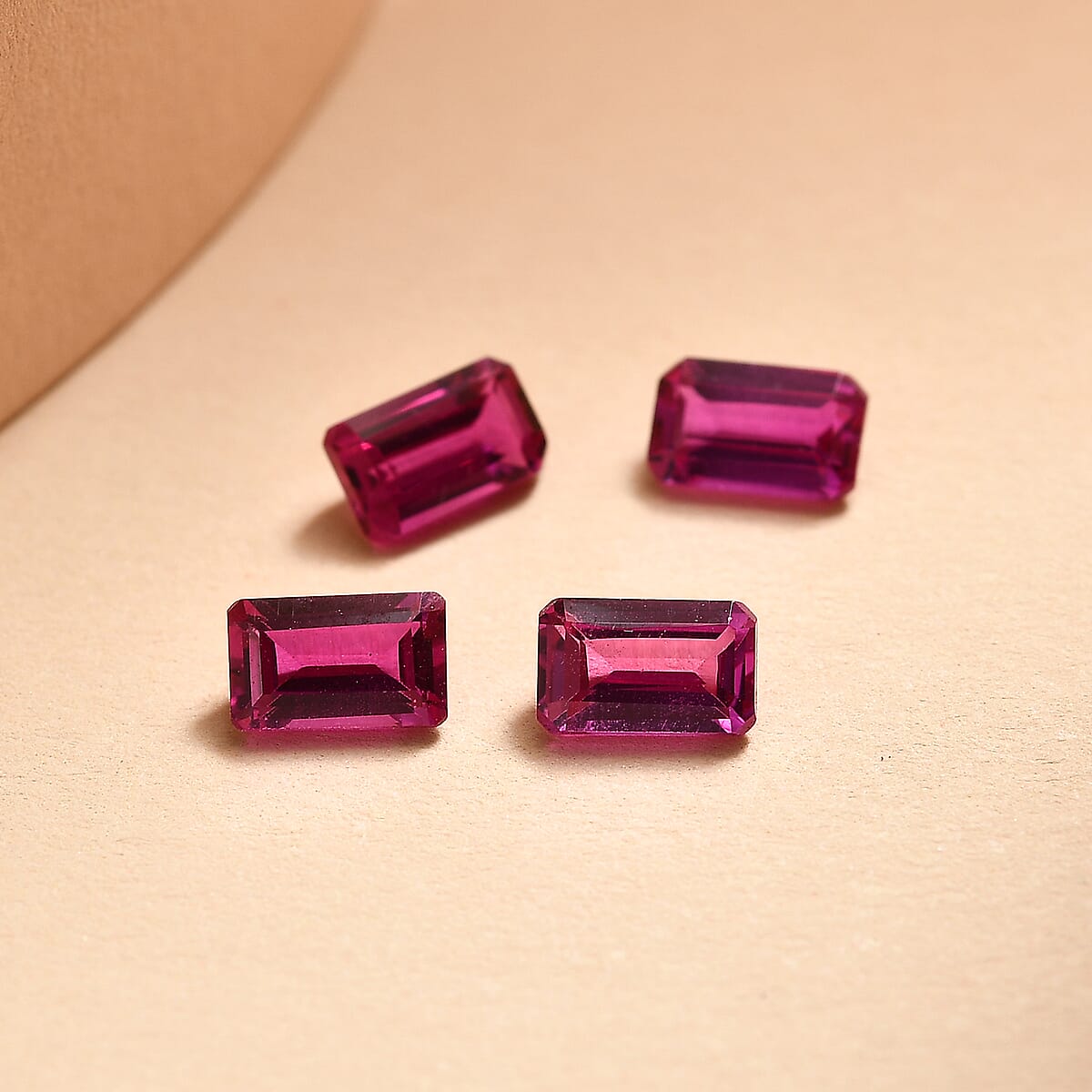 Set of 4 Premium Lab Created Ruby (Oct 5x3 mm) 1.56 ctw Loose Gemstone image number 1