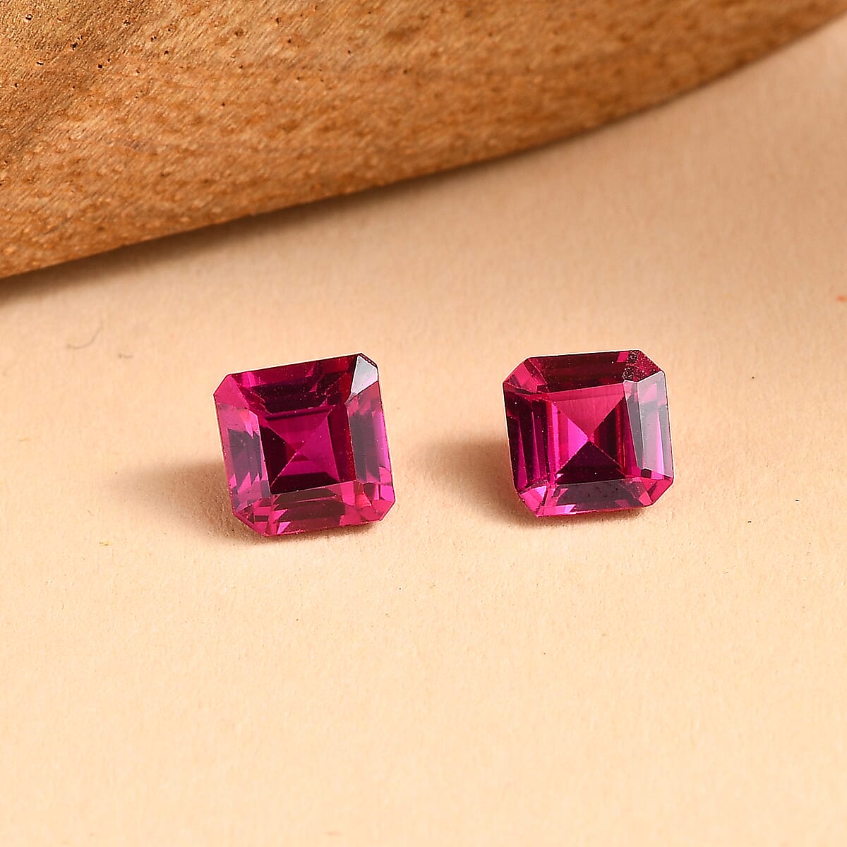 Set of 2 Lab Created Ruby (Oct 5x5 mm) 1.43 ctw Loose Gemstone image number 1