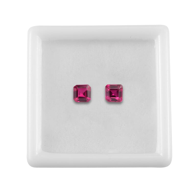 Set of 2 Lab Created Ruby (Oct 5x5 mm) 1.43 ctw Loose Gemstone