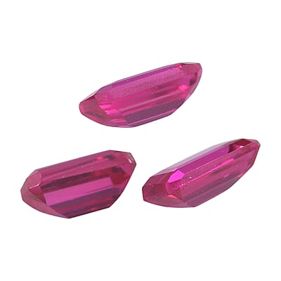 Set of 3 Lab Created Ruby (Oct 7x5 mm) 3.70 ctw Loose Gemstone