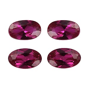 Set of 4 Lab Created Ruby (Oval 5x3 mm) 0.93 ctw Loose Gemstone