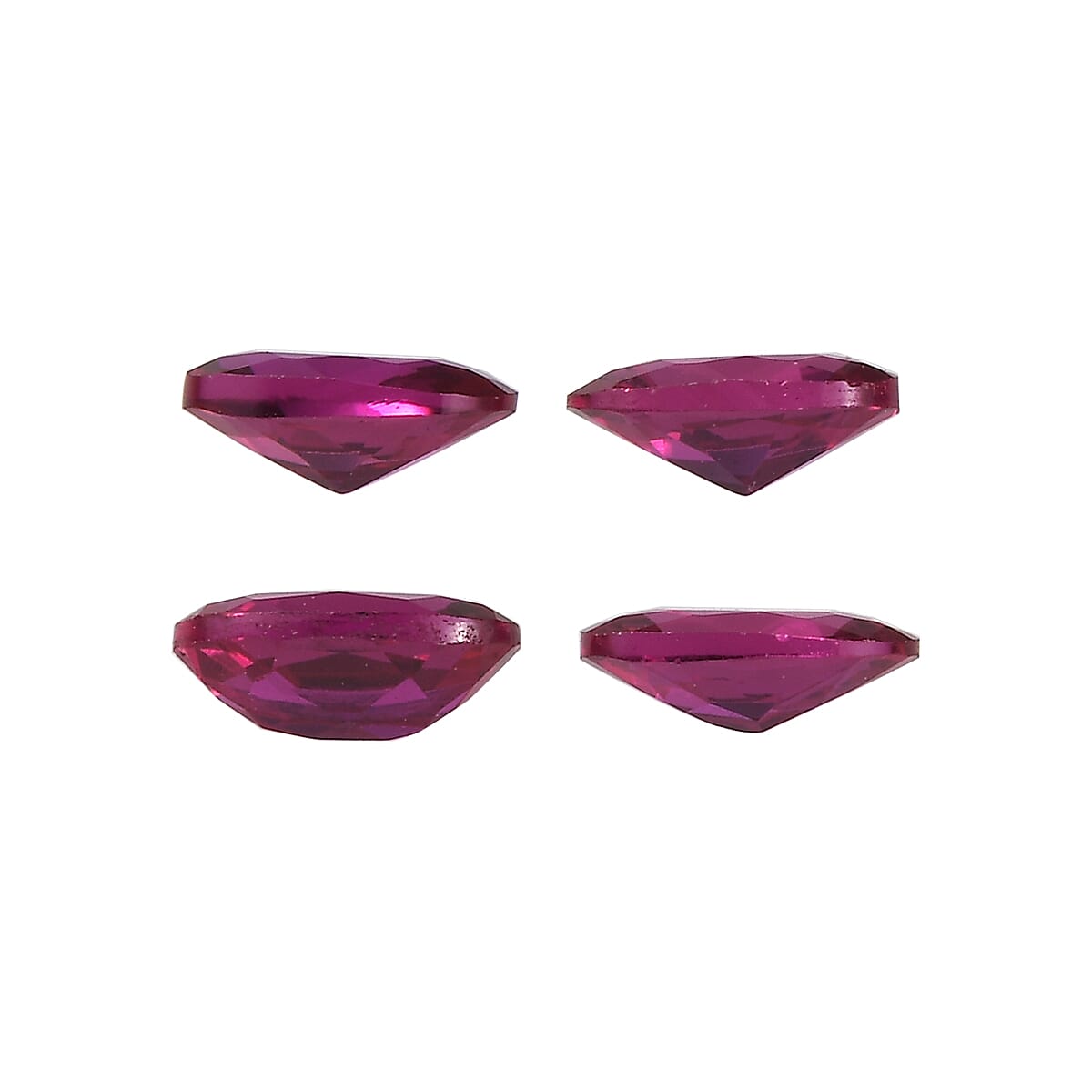Set of 4 Lab Created Ruby (Oval 5x3 mm) 0.93 ctw Loose Gemstone